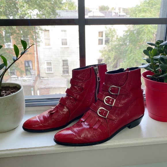 SOLD - Modern Vice Red leather boots with studs - Picture 3 of 5